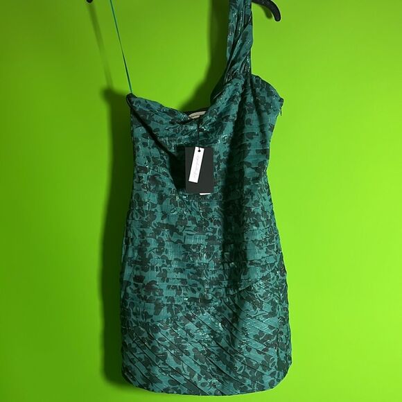 Layered With Love Gina Floral Chiffon Lurex Strip Sleeveless Mini Dress Size M - Picture 5 of 6